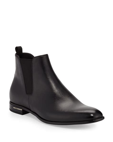 prada saffiano leather chelsea boots black men's 10.5d buy|Prada Saffiano Leather Chelsea Boots .